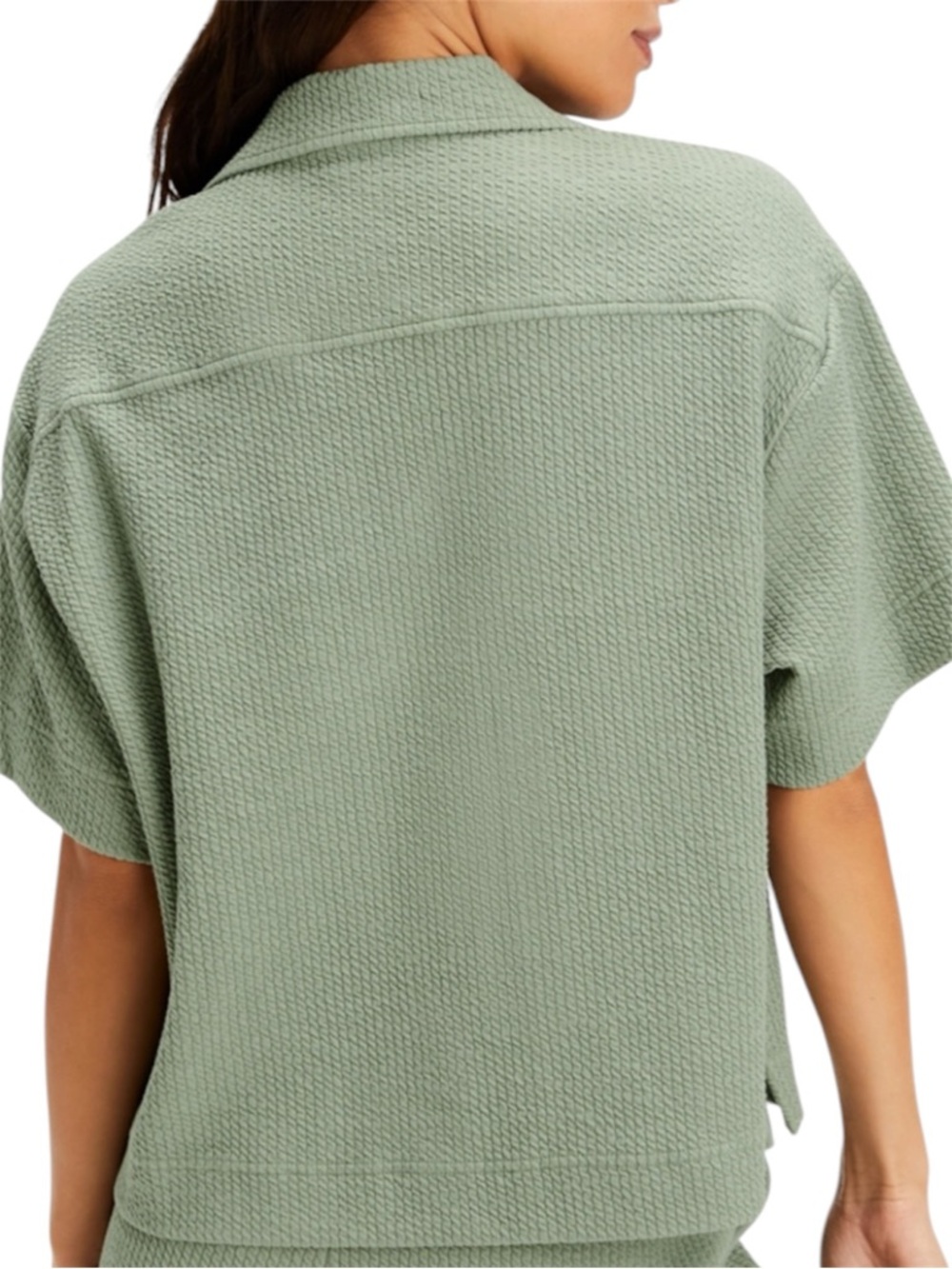 FABLETICS Crinkle Knit Boxy Button Down - Picture 2 of 4